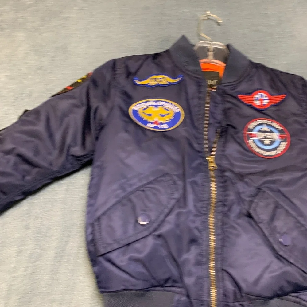 Da Fei Li Top Gun MA-1 Bomber Jacket Kids 6 Navy Blue Long Sleeve Full Zip